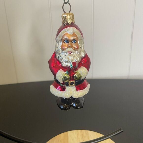 Old World Christmas Glass Ornament 2 Sided  Santa & Mrs Claus Red 3.5" Tall - Picture 2 of 7